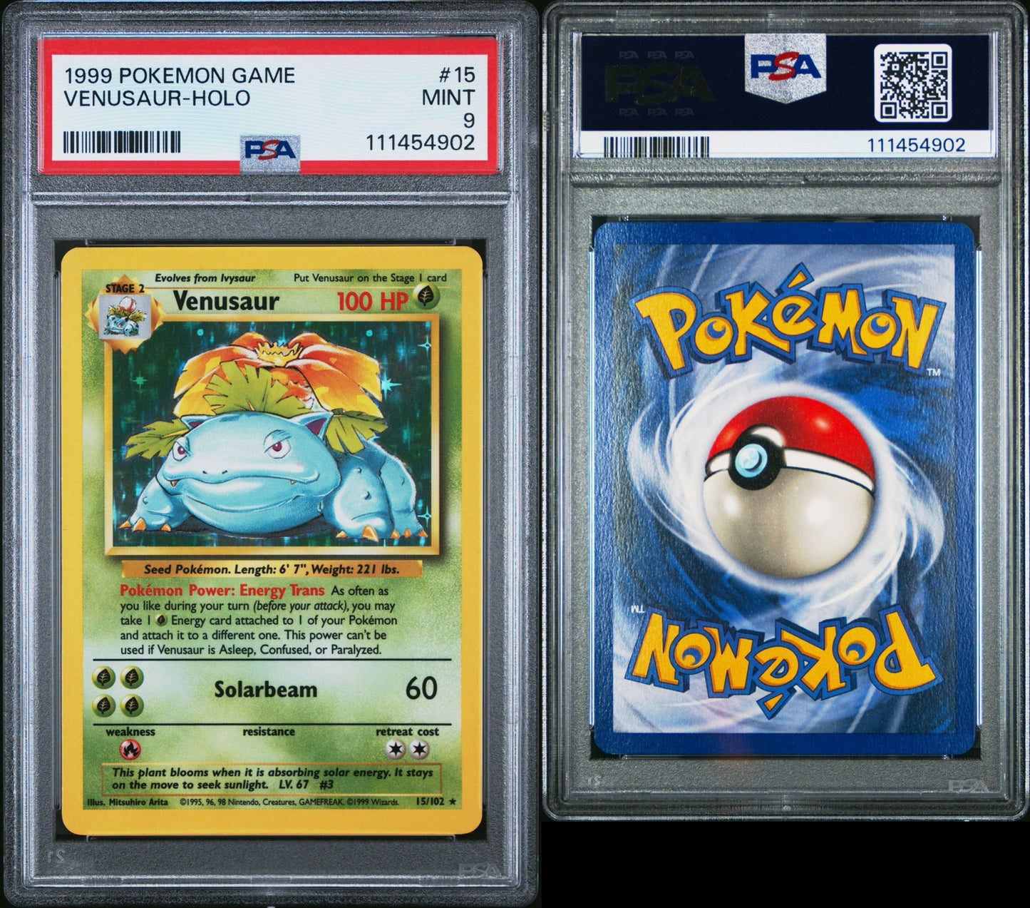 Venusaur # 15 Holo PSA 9 Base Set Pokemon TCG 1999