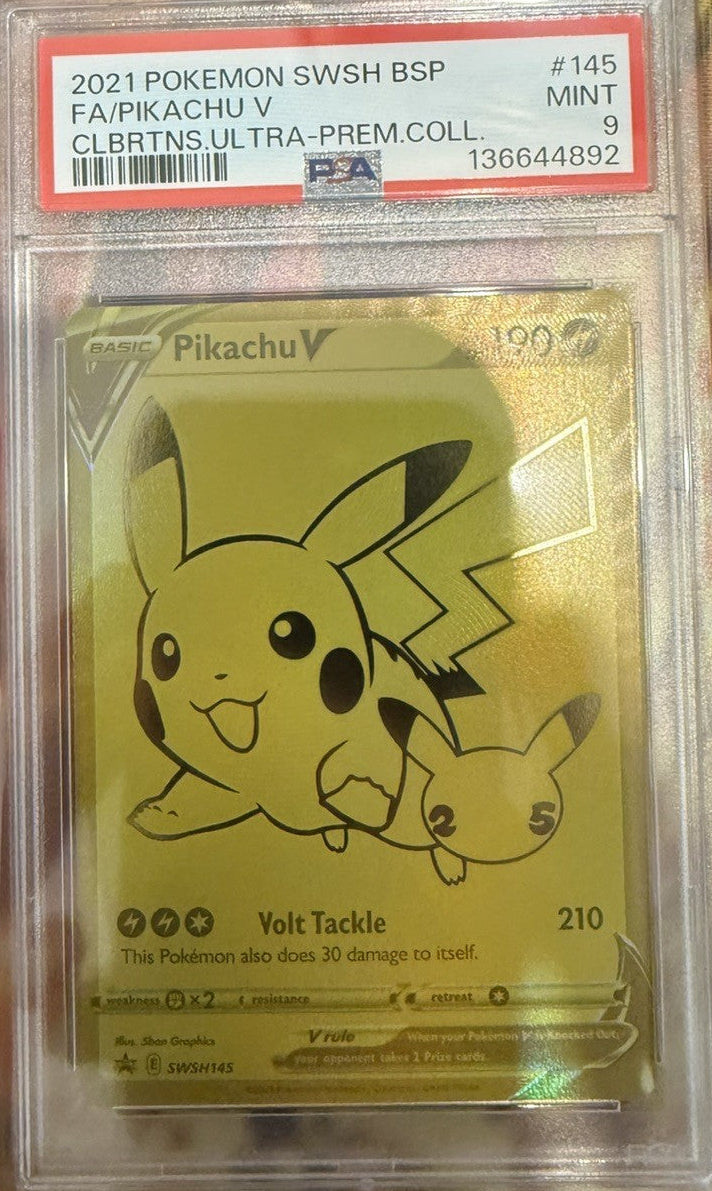 Pikachu V SWSH145 PSA 9 Celebrations Ultra Premium Collection Pokemon Card Gold