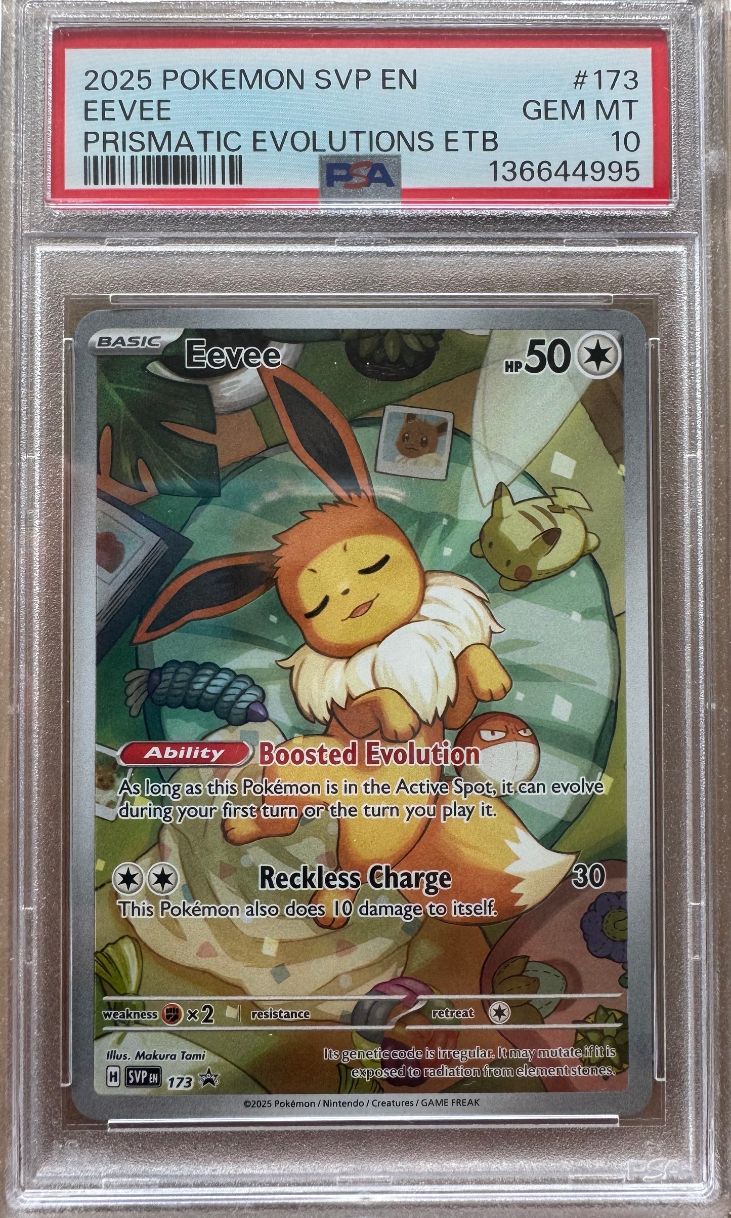 Pokemon 2025 SVP EN #173 Eevee Prismatic Evolutions ETB PSA 10 GEM MT