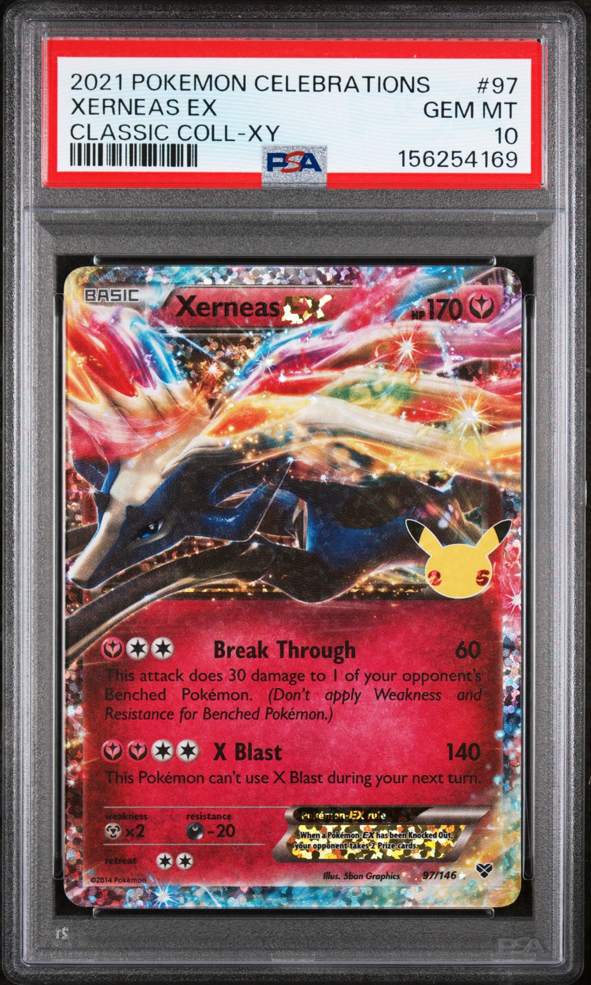 2021 POKEMON CELEBRATIONS CLASSIC COLLECTION #97 XERNEAS EX - PSA GEM MT 10