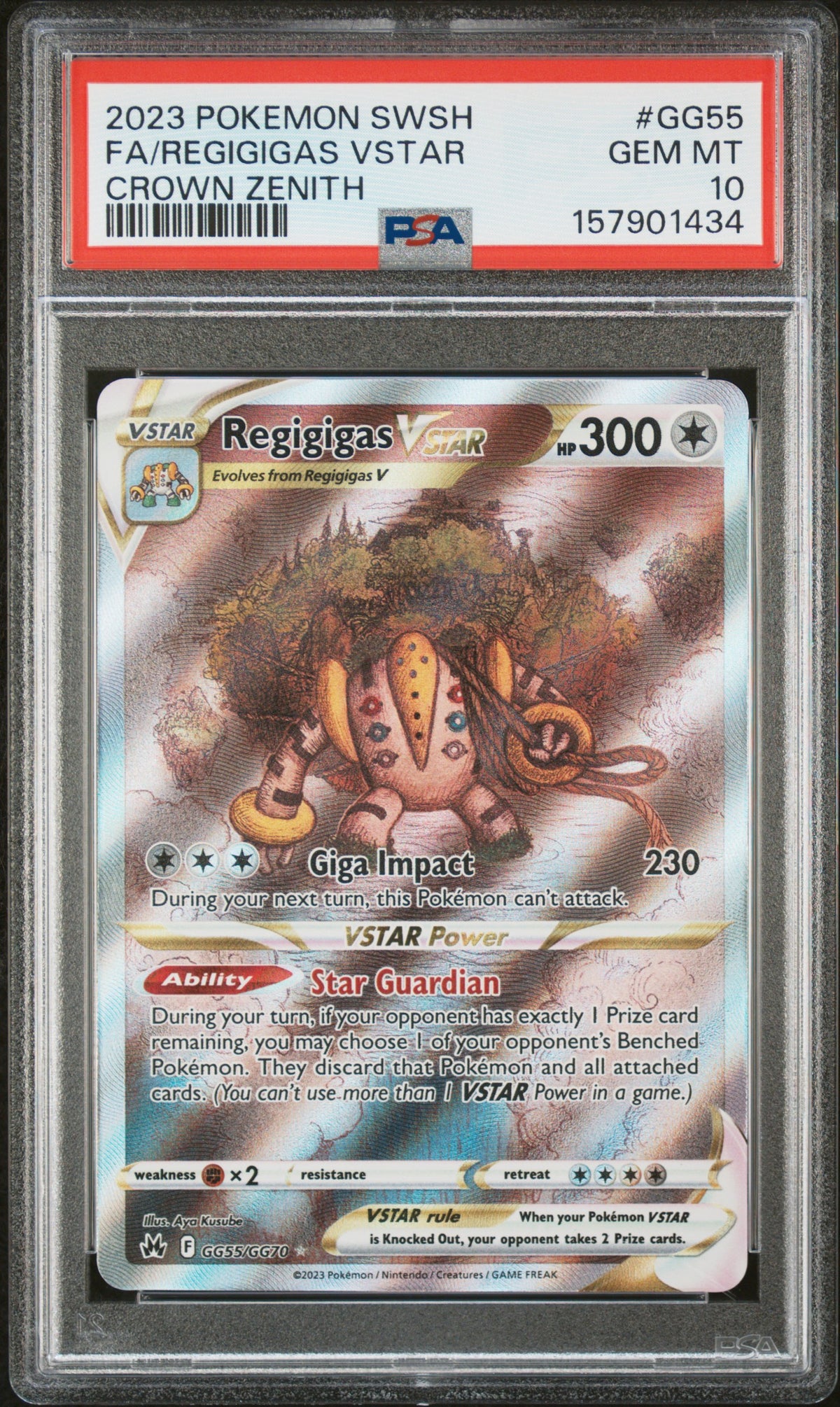 2023 POKEMON SWORD AND SHIELD CROWN ZENITH #GG55 FA/REGIGIGAS VSTAR - PSA GEM MT 10