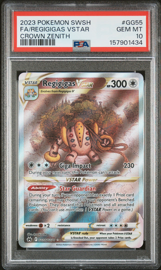 2023 POKEMON SWORD AND SHIELD CROWN ZENITH #GG55 FA/REGIGIGAS VSTAR - PSA GEM MT 10