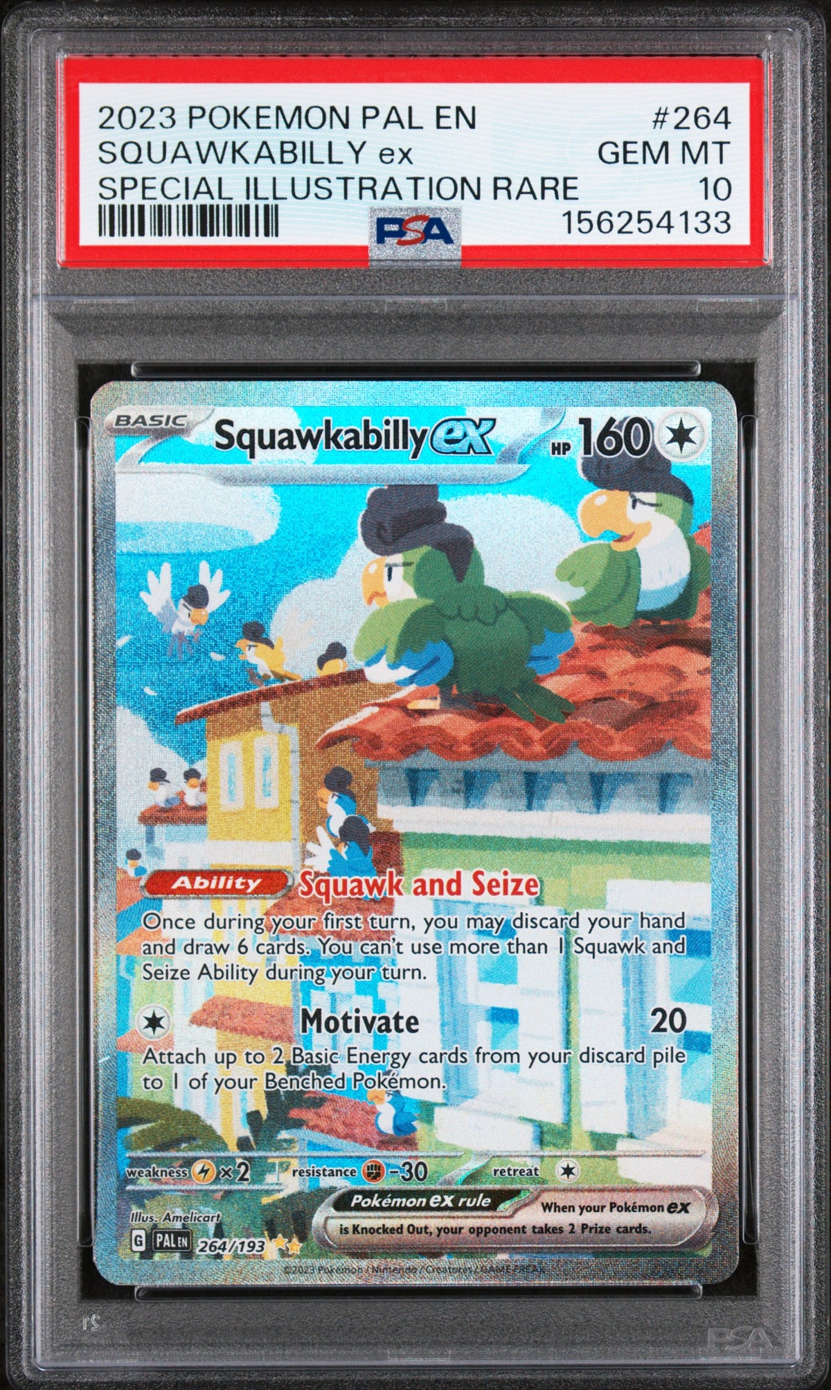2023 POKEMON PAL EN-PALDEA EVOLVED #264 SQUAWKABILLY ex - PSA GEM MT 10