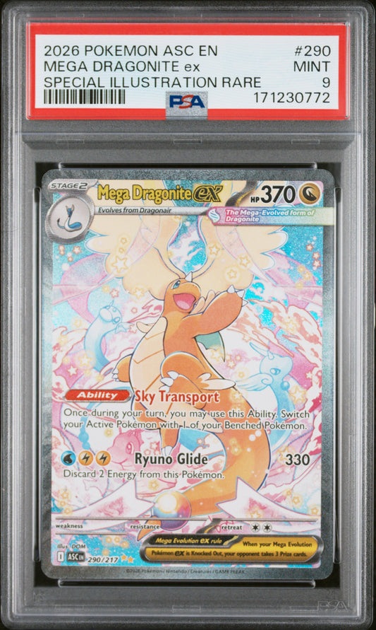 2026 POKEMON ASC EN-ASCENDED HEROES #290 MEGA DRAGONITE ex - PSA MINT 9