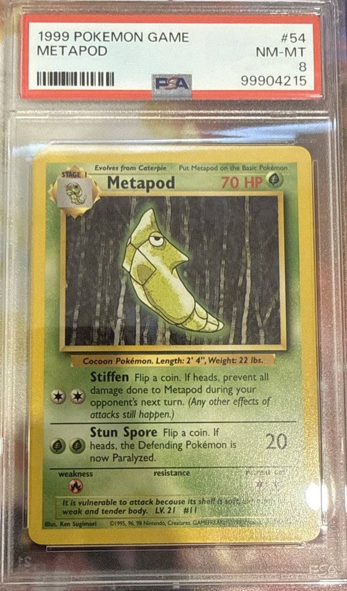Pokémon TCG Metapod Base Set 54/102 vintage Unlimited psa 8 