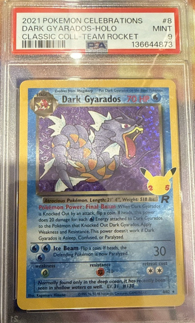 2021 POKEMON CELEBRATIONS DARK GYARADOS- HOLO CLASSIC COL-TEAM ROCKET #8 PSA 9