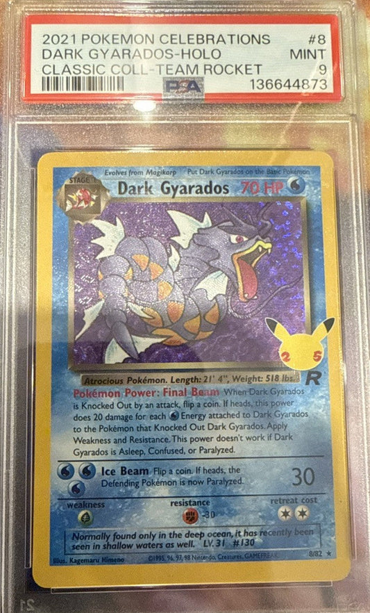 2021 POKEMON CELEBRATIONS DARK GYARADOS- HOLO CLASSIC COL-TEAM ROCKET #8 PSA 9