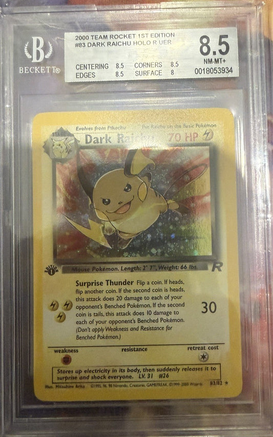 1st Edition Dark Raichu VINTAGE CGC 8.5 Pokemon Team Rocket Holo NM/MINT