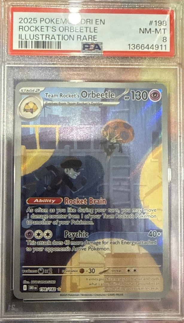 Pokemon TCG Team Rocket's Orbeetle 198/182 Sv10: Destined Rivals  PSA 8