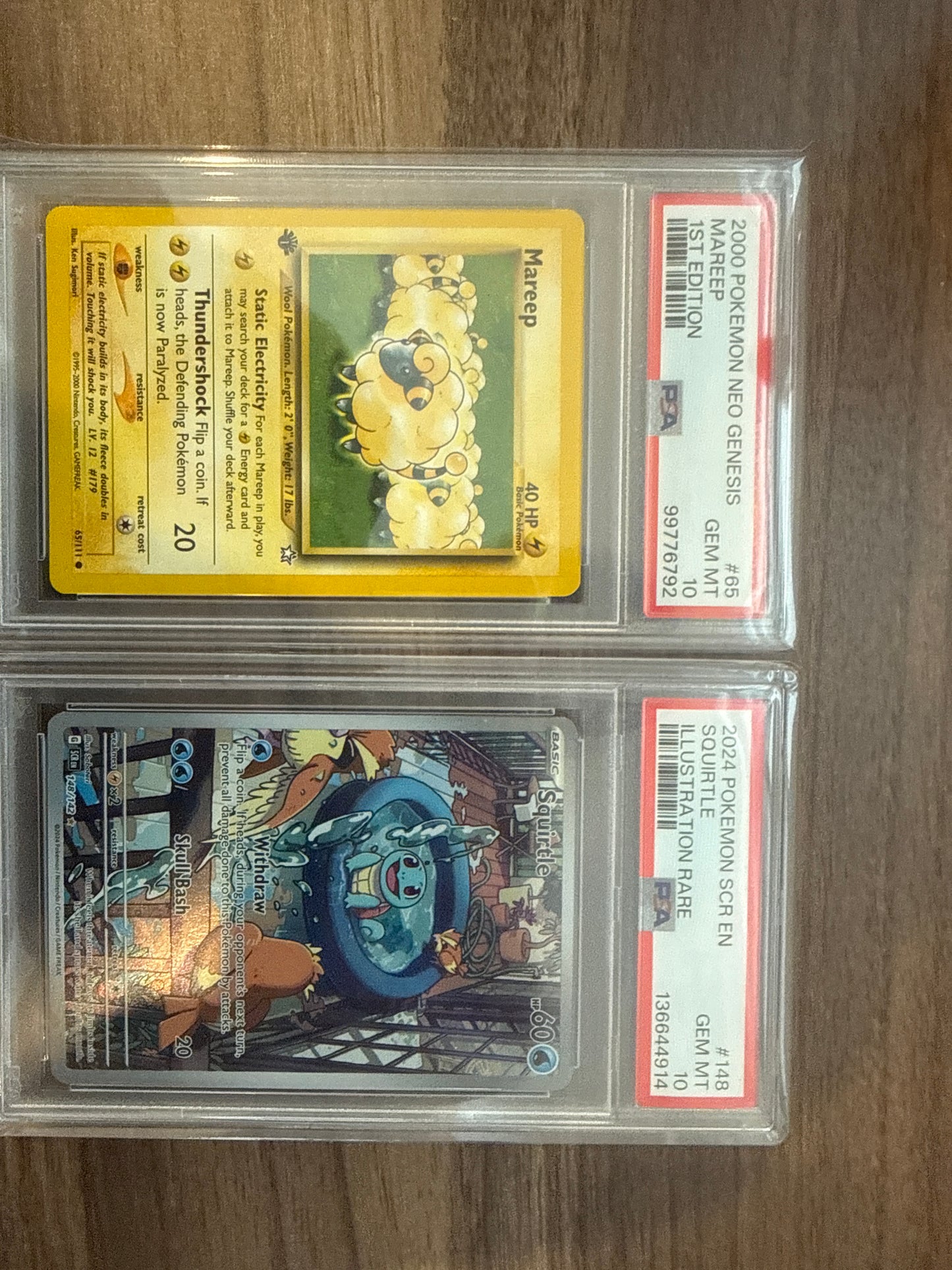 2000 Mareep 1st Edition Neo Genesis PSA 10 and 2024 Squirtle SCR IR  PSA 10