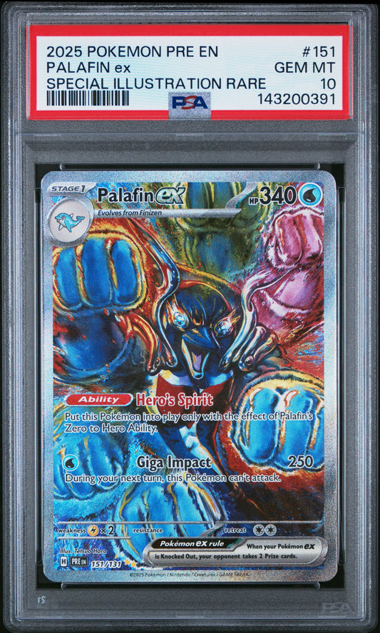 2025 POKEMON PRE EN-PRISMATIC EVOLUTIONS #151 PALAFIN ex - PSA GEM MT 10