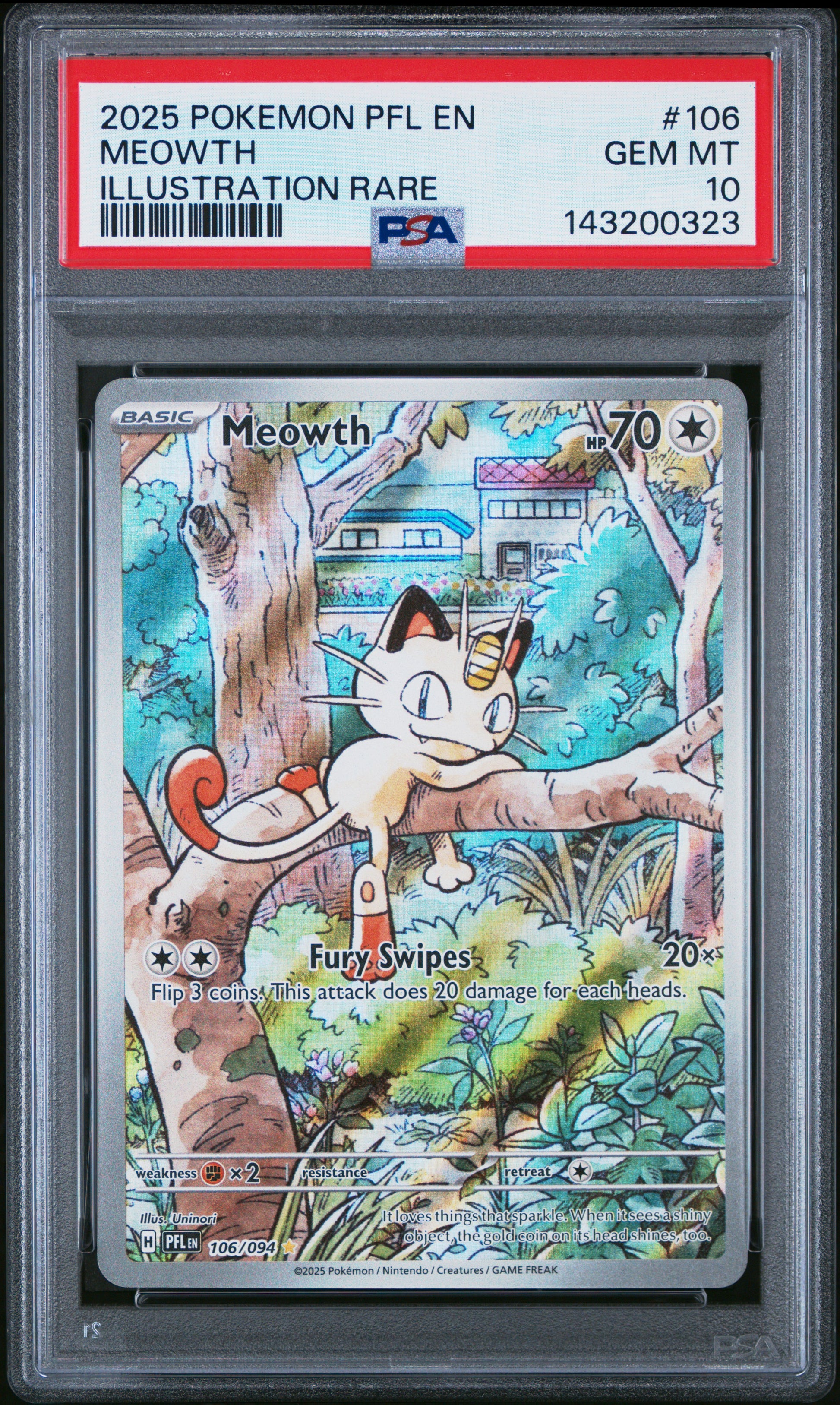 2025 POKEMON PFL EN-PHANTASMAL FLAMES #106 MEOWTH - PSA GEM MT 10