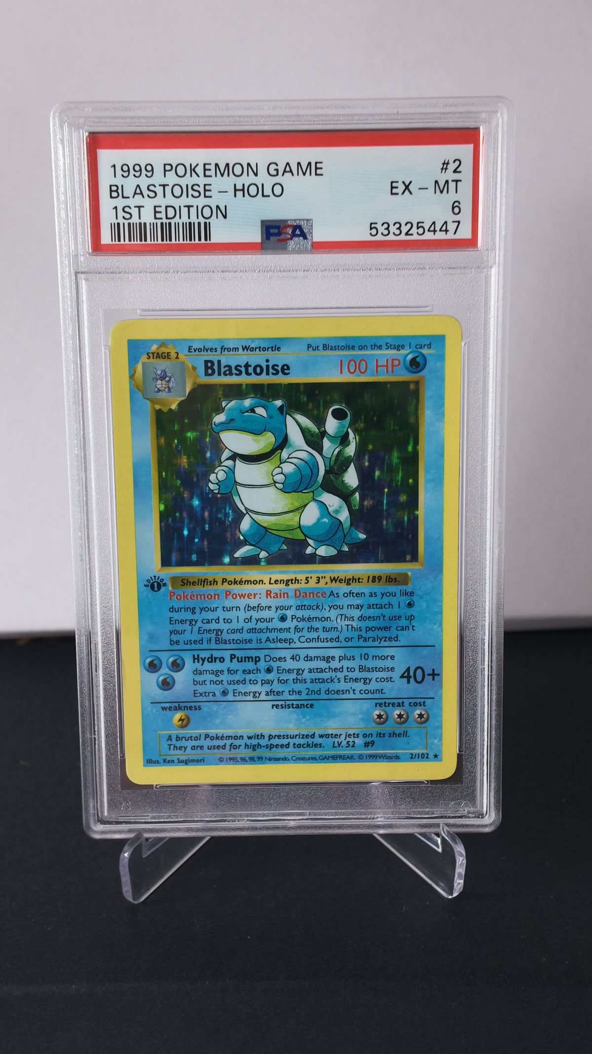 Blastoise Holo 1st Edition #2 PSA 6 1999 Base Set Pokemon TCG