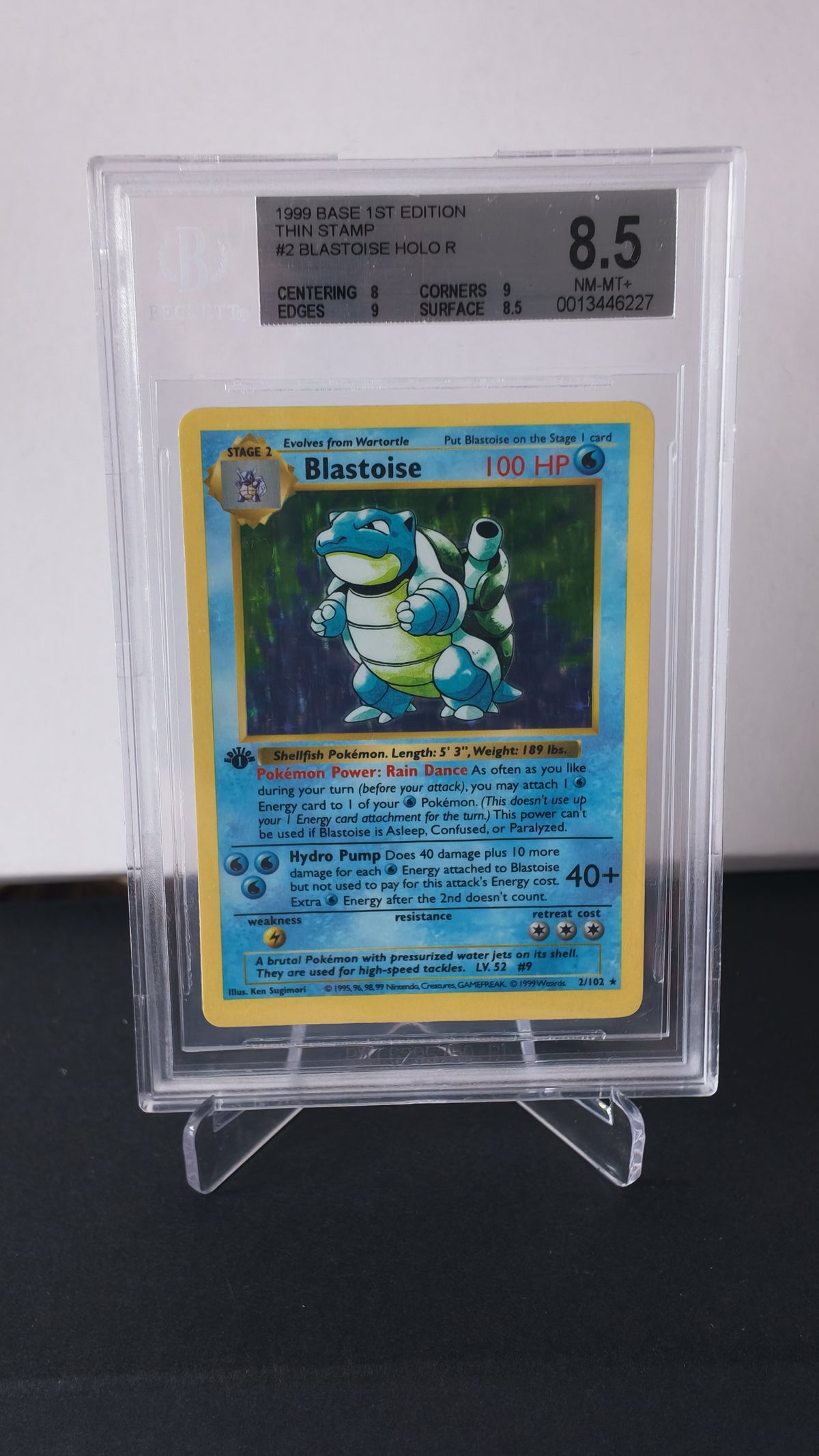Blastoise Holo 1st Edition #2 BGS 8.5 1999 Base Set Pokemon TCG