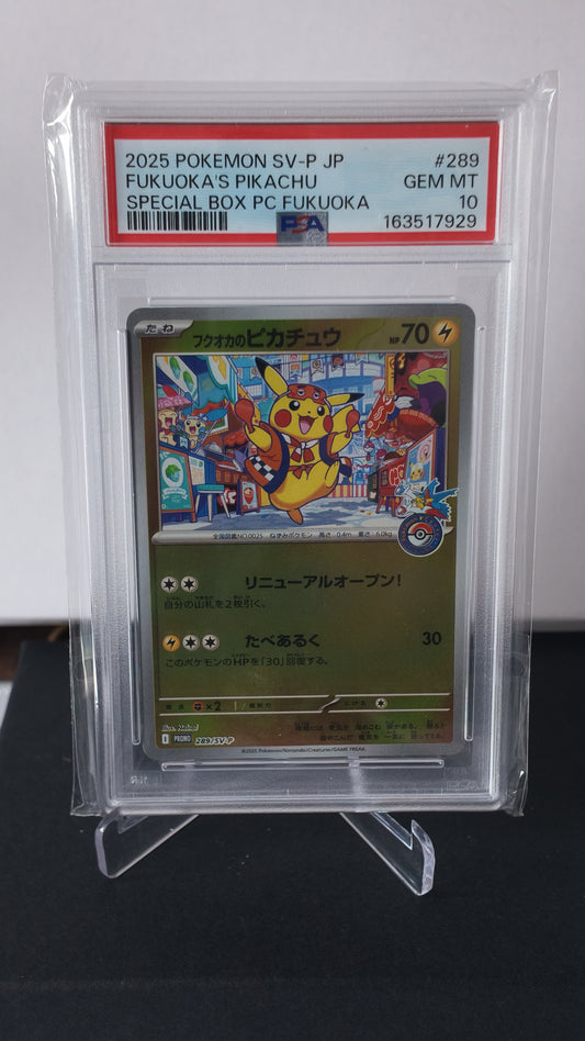 Fukuoka's Pikachu #289 PSA 10 Promo Special Box Pc Fukuoka Japanese Pokemon TCG