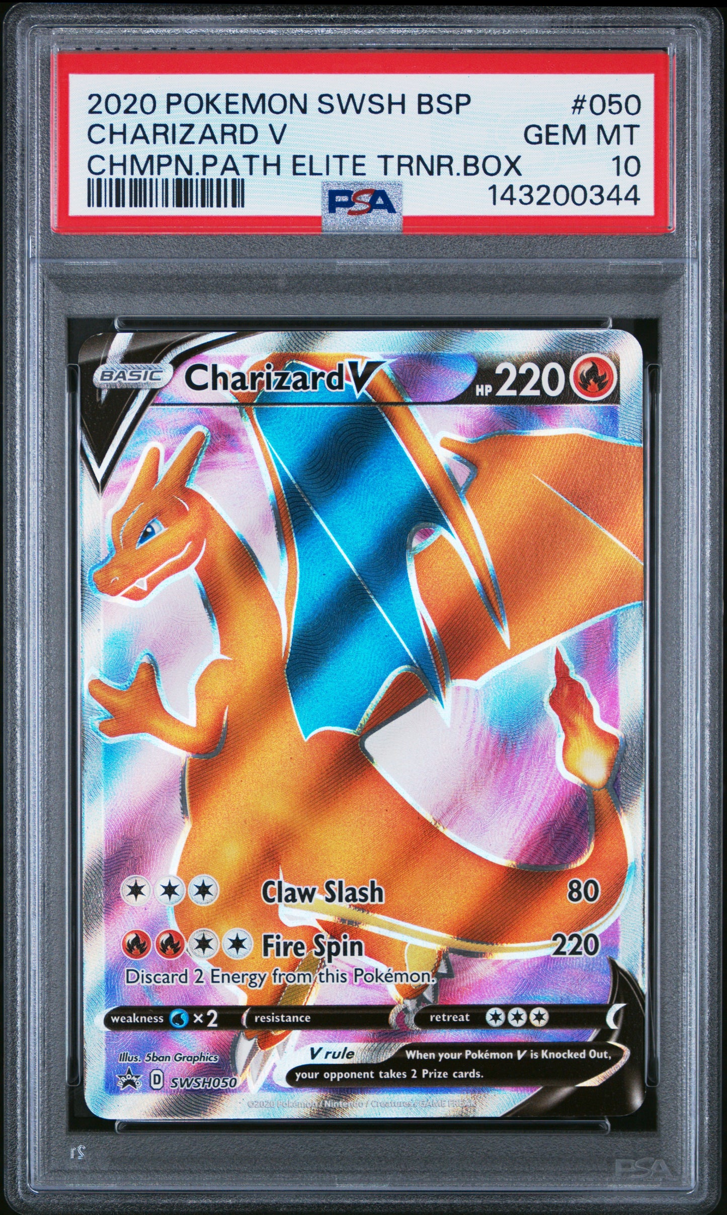 2020 POKEMON SWSH BLACK STAR PROMO #050 CHARIZARD V - PSA GEM MT 10