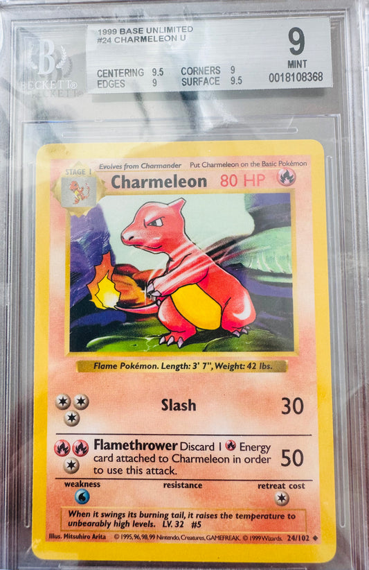 Charmeleon # 24 BGS 9 Base Set 1999 Pokemon TCG Low Pop ERROR SLAB