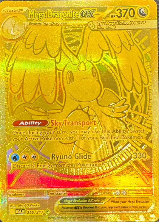 Mega Dragonite Ex Gold # 295 Single Ascended Heroes Light Play Pokemon TCG