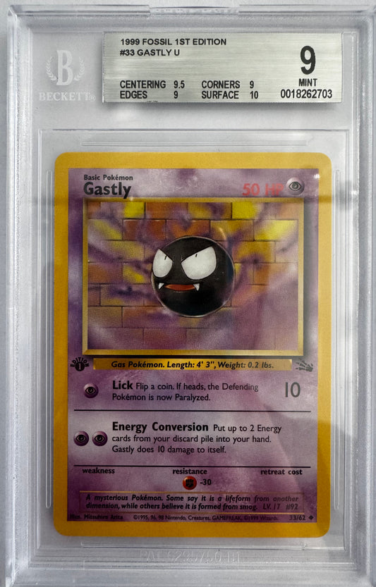 Gastly #33 BGS 9 1999 Fossil Pokemon TCG