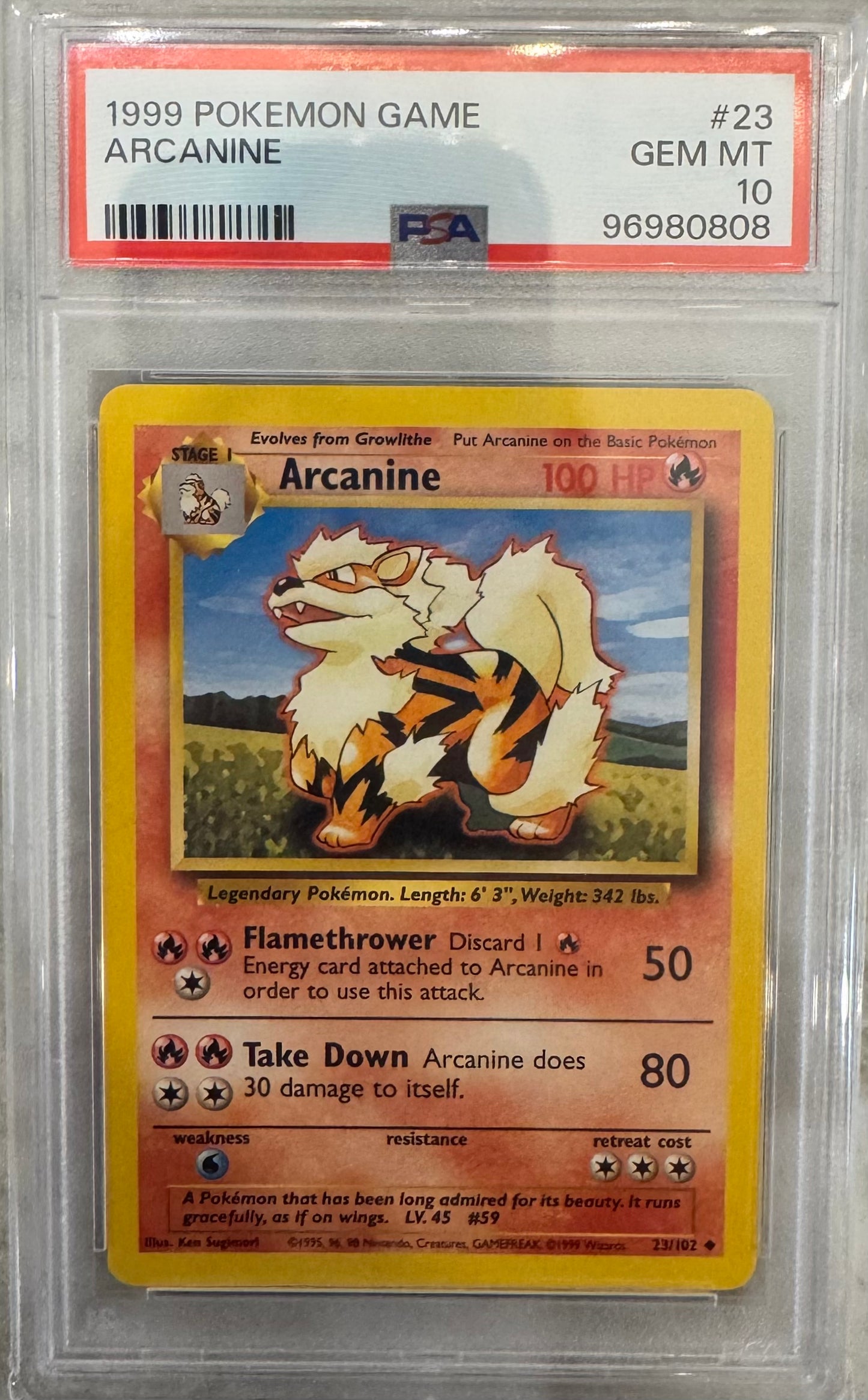 Arcainine # 23 PSA 10 1999 Base Set Pokemon TCG Vintage New Cert