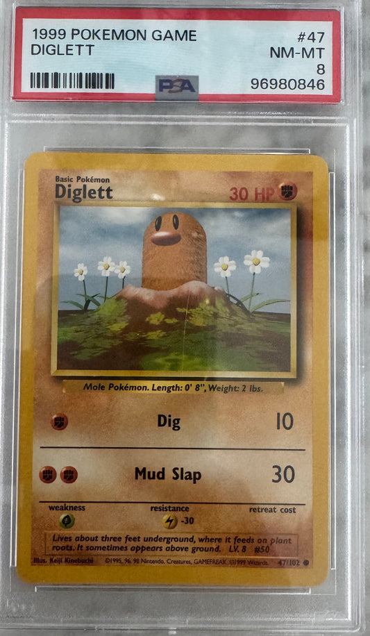 Diglett # 47 PSA 8 1999 Base Set Pokemon TCG