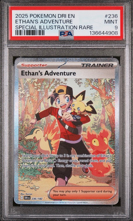 Ethan’s Adventure # 236 SIR PSA 9 Destined Rivals Pokemon TCG Full Art Trainer Card