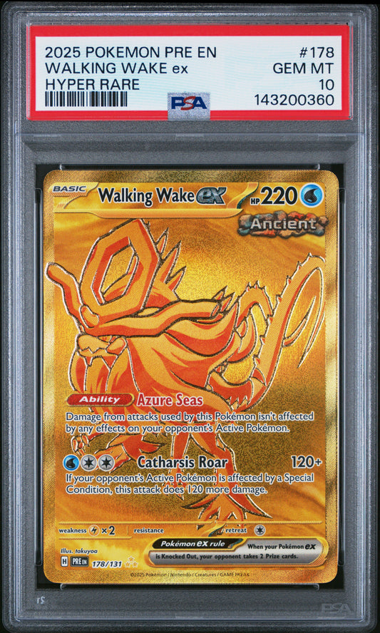2025 POKEMON PRE EN-PRISMATIC EVOLUTIONS #178 WALKING WAKE ex - PSA GEM MT 10