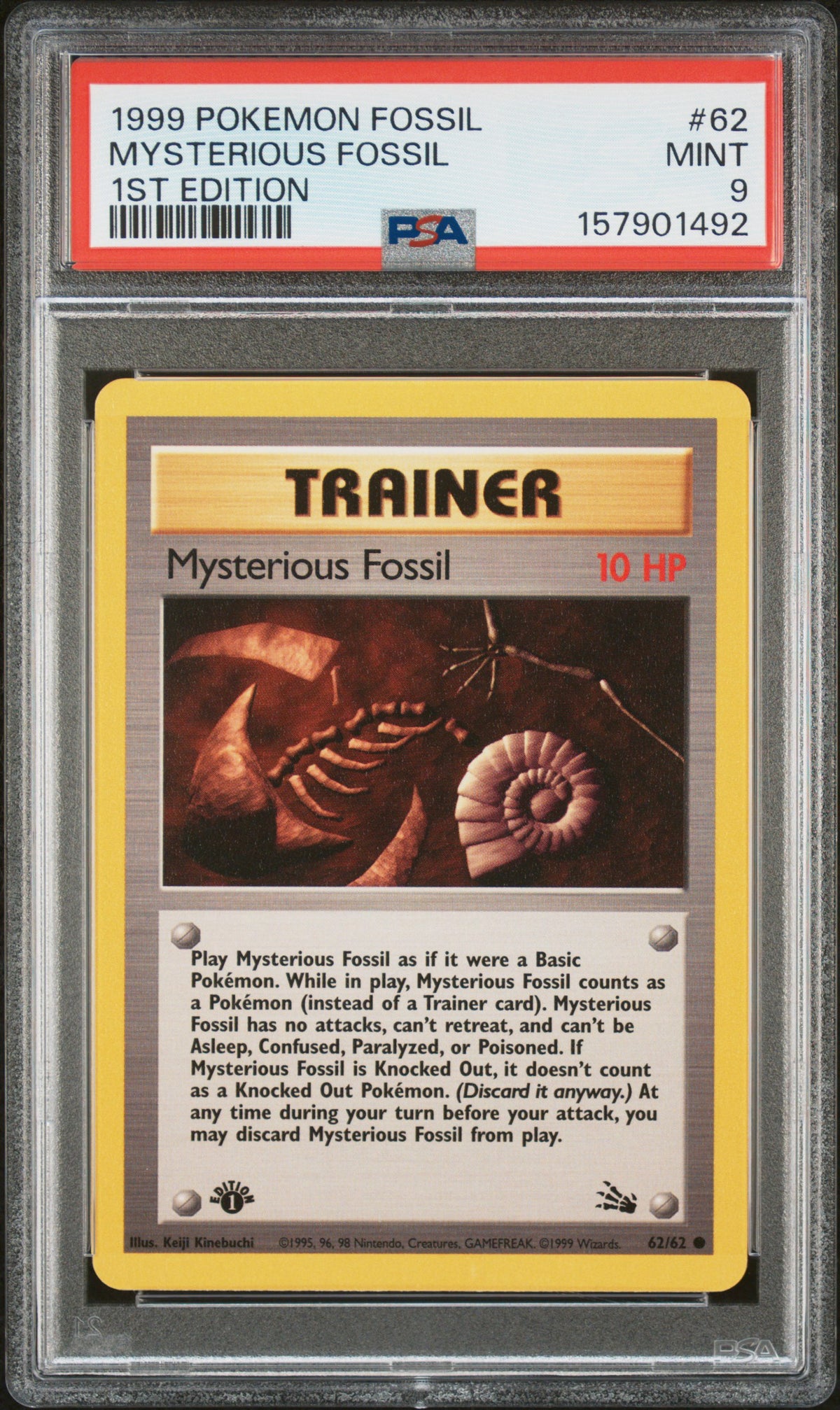 Mysterious Fossil #62 1st Edition PSA 9 1999 Fossil Pokemon TCG