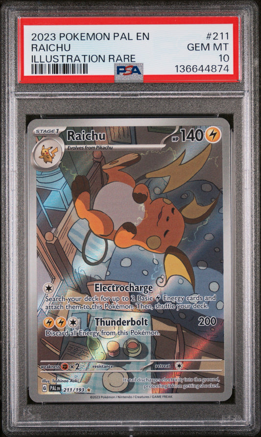 Raichu # 211 IR PSA 10 Paldea Evolved Pokemon TCG 2023