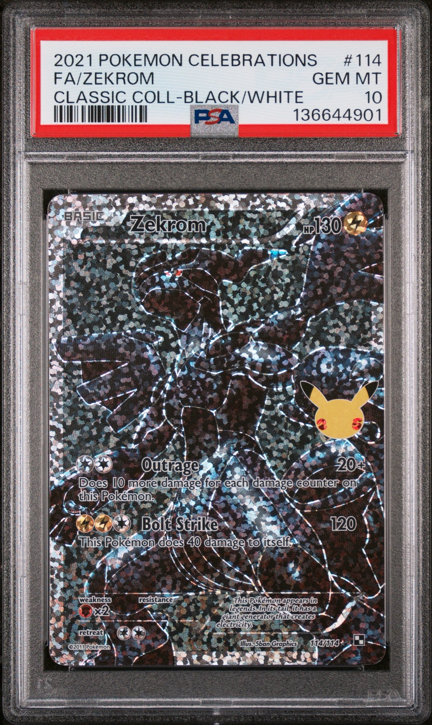 Zekrom # 114 PSA 10 Celebrations Classic Collections Pokemon TCG 2021