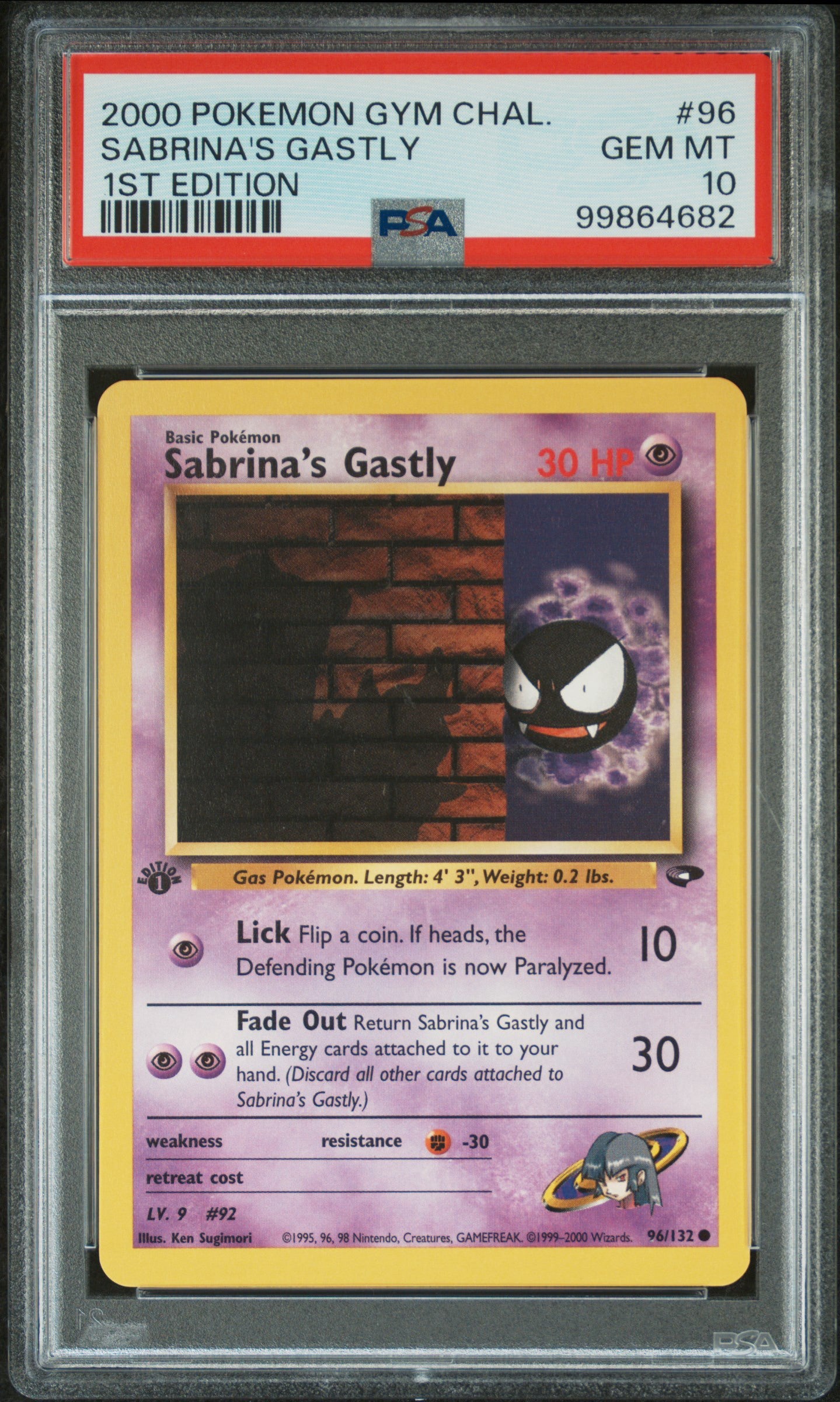 Sabrina’s Gastly #96 #97 1st Ed PSA 10 Gym Challenge 2000 Sequential Set