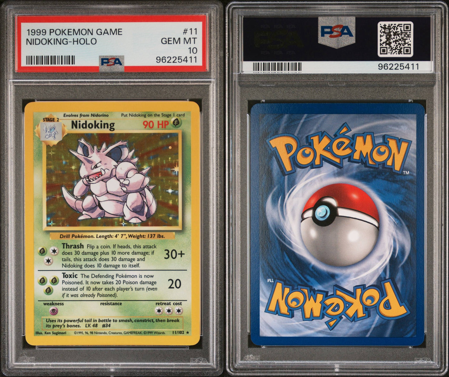 Nidoking # 11 Holo PSA 10 Base Set Pokemon TCG 1999 New Cert