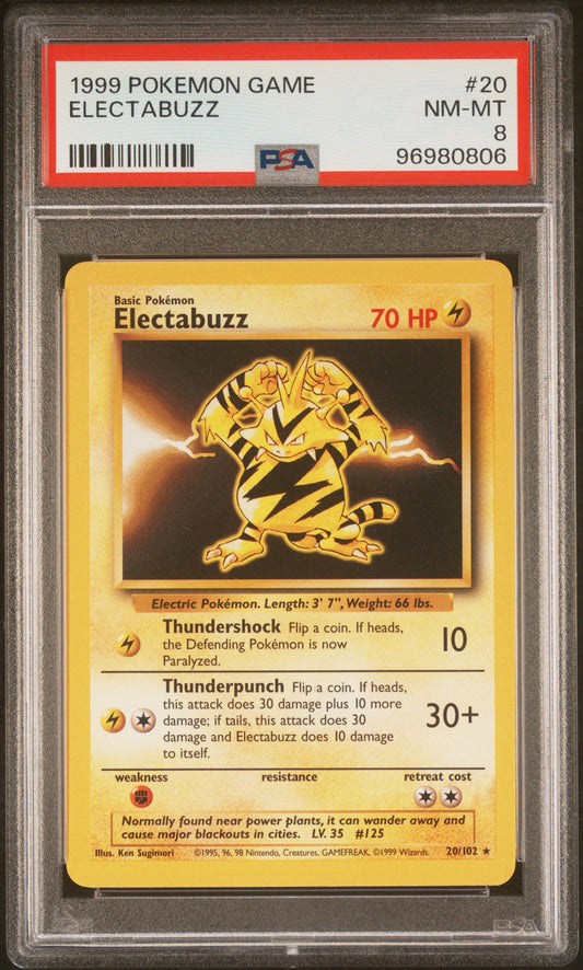 Electabuzz # 20 PSA 8 Base Set Pokemon TCG 1999