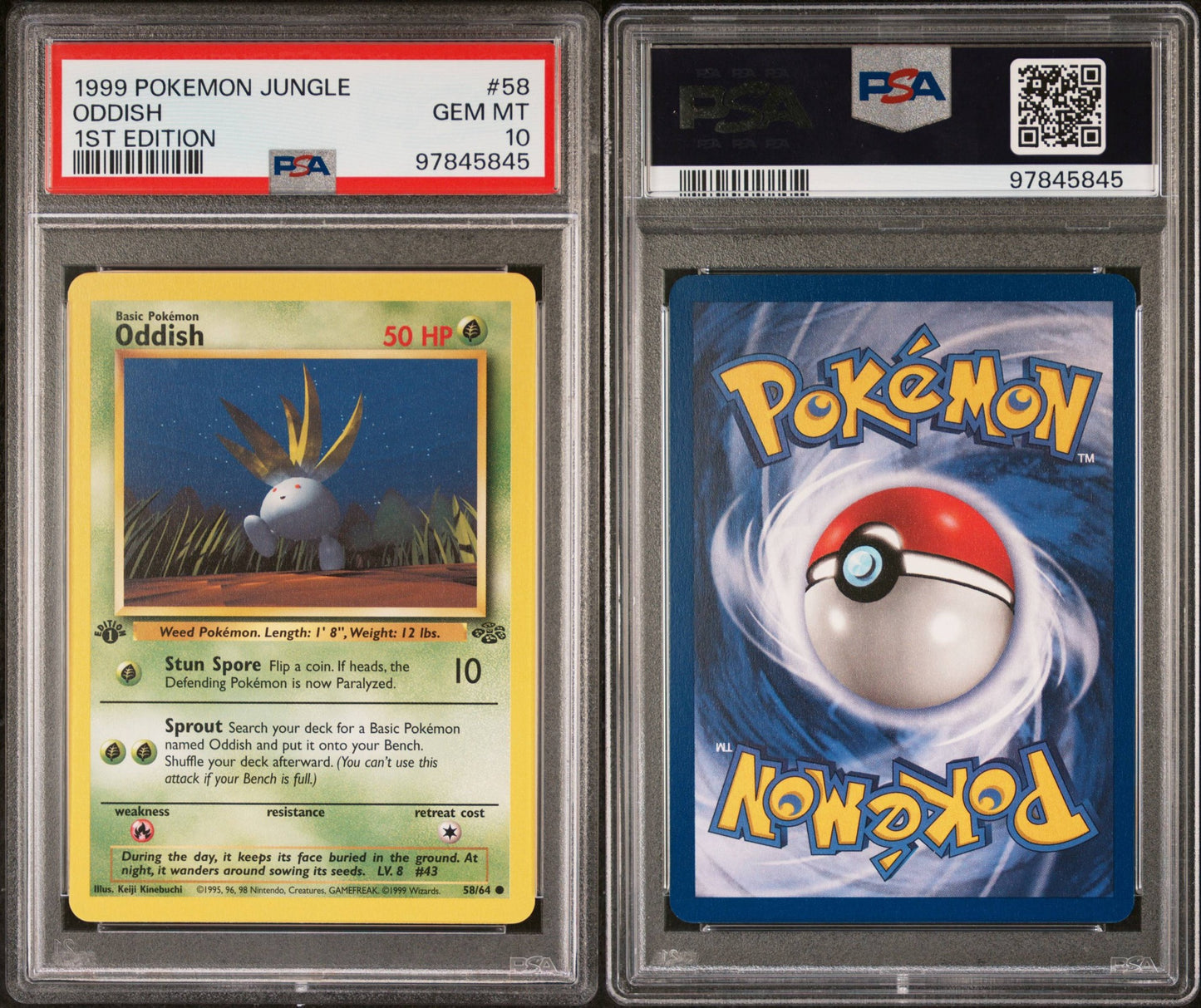 Oddish # 58 PSA 10 1st Edition Jungle 1999 Pokemon TCG