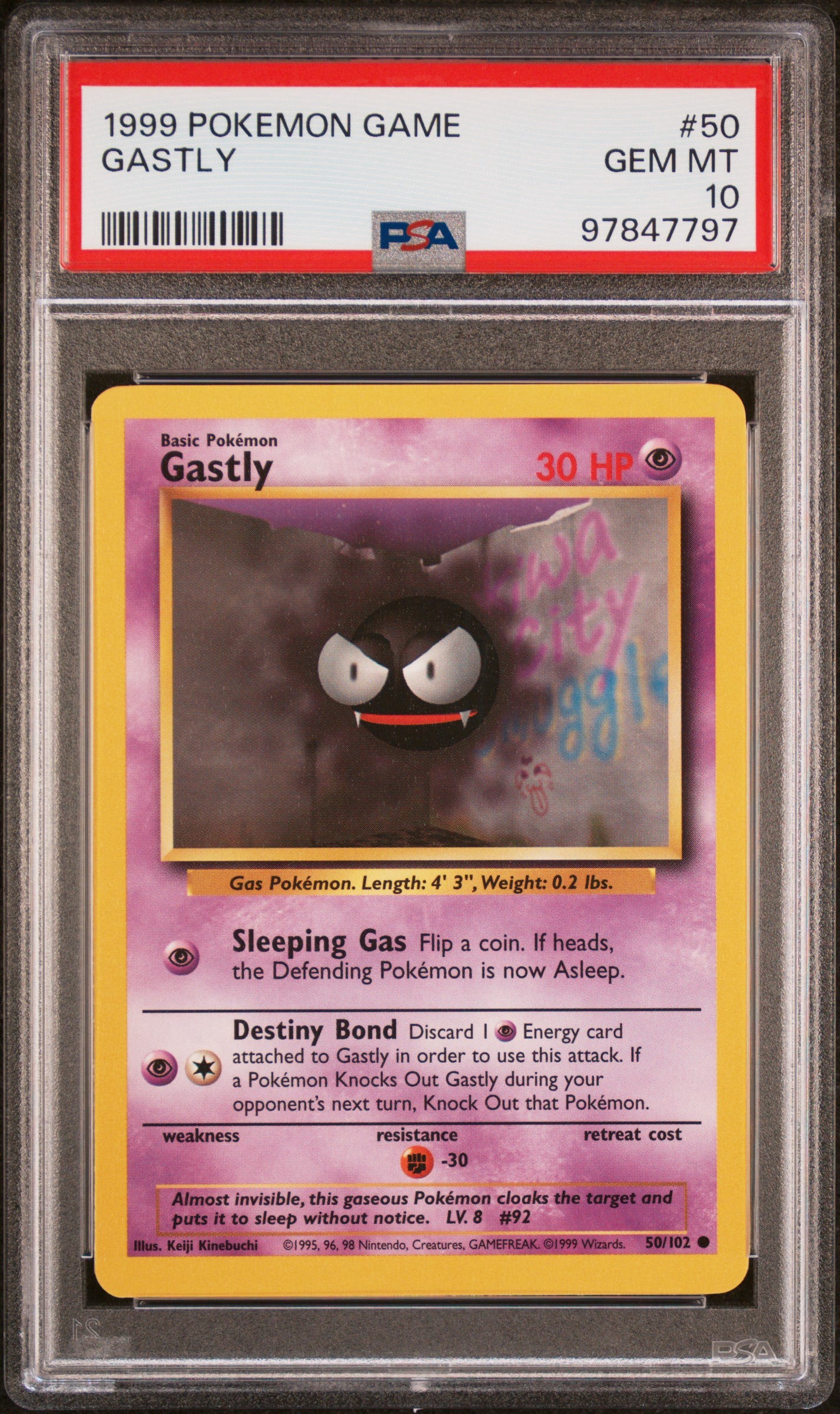 Gastly # 50 PSA 10 1999 Base Set Pokemon TCG