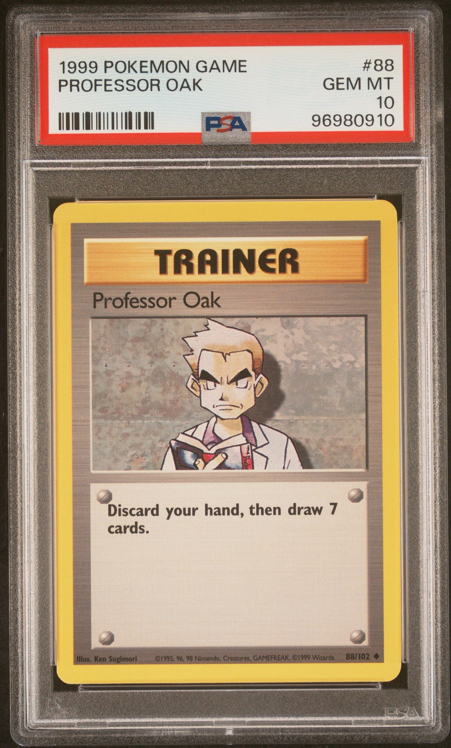 Professor Oak # 88 PSA 10 TRAINER 1999 Base Set Pokemon TCG