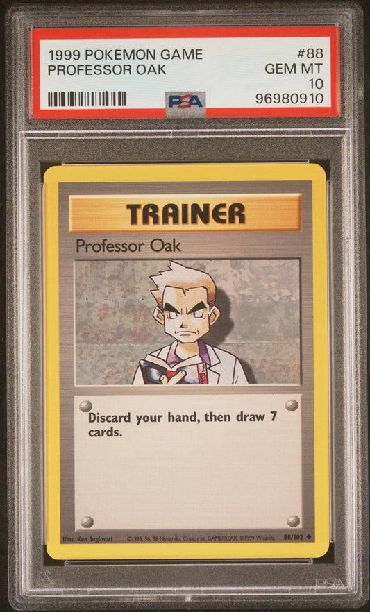 Professor Oak # 88 PSA 10 TRAINER 1999 Base Set Pokemon TCG