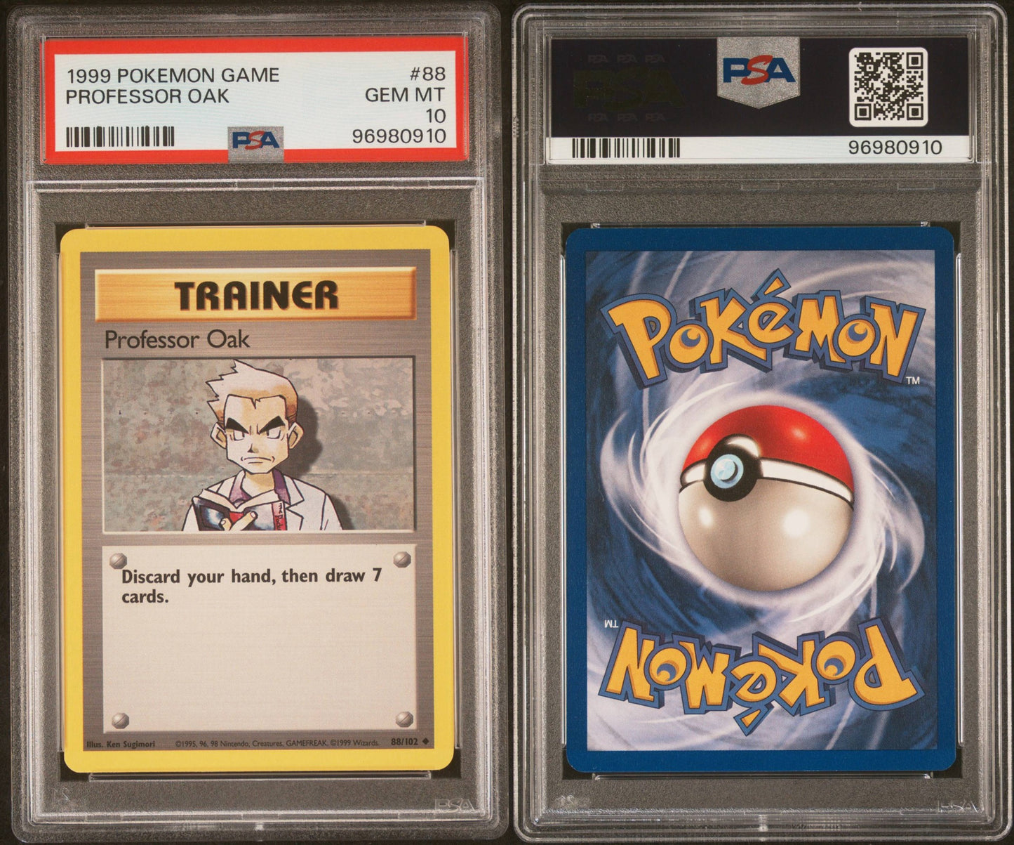 Professor Oak # 88 PSA 10 TRAINER 1999 Base Set Pokemon TCG