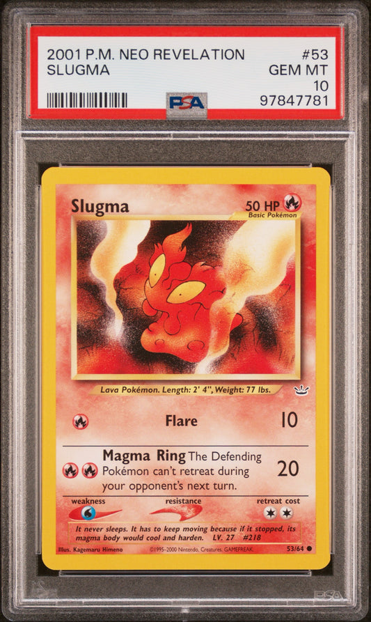 Slugma # 53 PSA 10 2001 Neo Revelation Pokemon TCG Pop 35