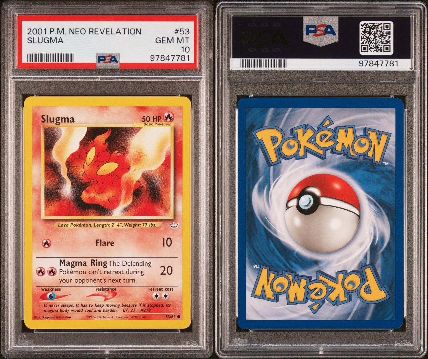 Slugma # 53 PSA 10 2001 Neo Revelation Pokemon TCG Pop 35