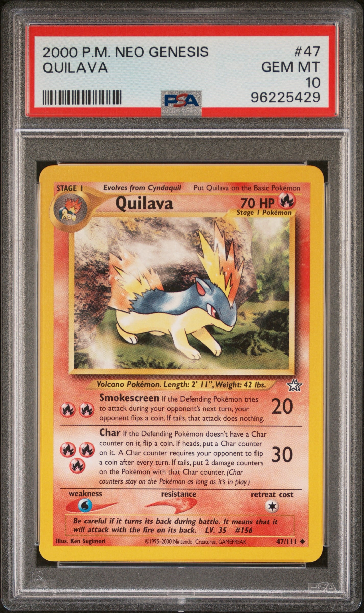 Quilava # 47 PSA 10 2000 Neo Genesis Pokemon TCG