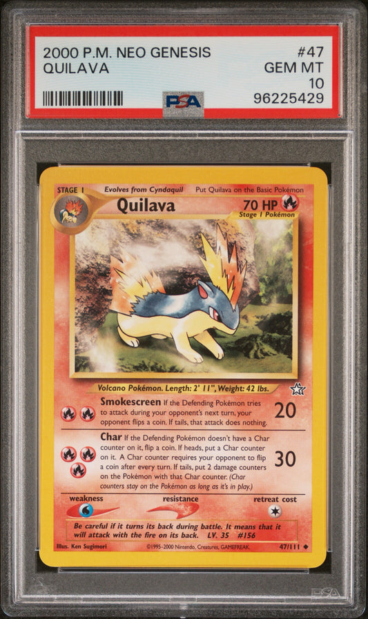 Quilava # 47 PSA 10 2000 Neo Genesis Pokemon TCG