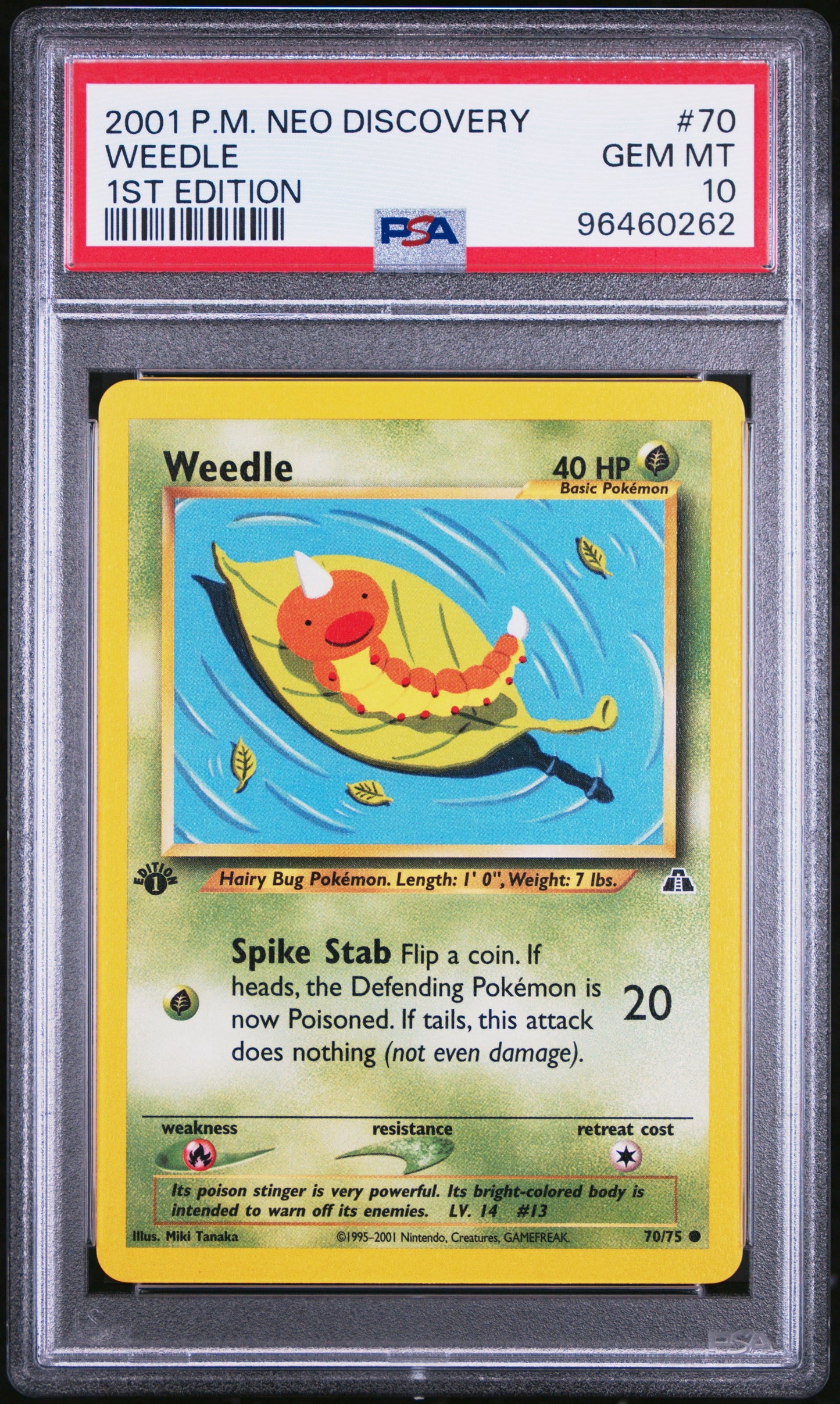 Weedle #70 1st Edition PSA 10 2001 Neo Discovery Pokemon TCG Vintage New Cert