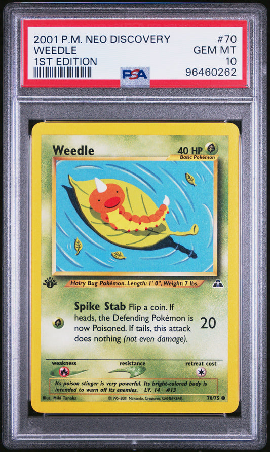 Weedle #70 1st Edition PSA 10 2001 Neo Discovery Pokemon TCG Vintage New Cert