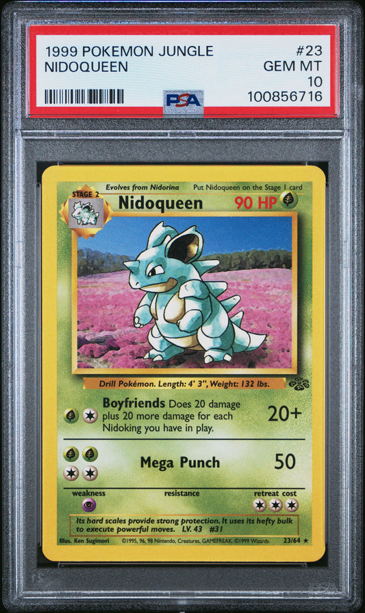 Nidoqueen #23 PSA 10 1999 Jungle Pokemon TCG Vintage New Cert