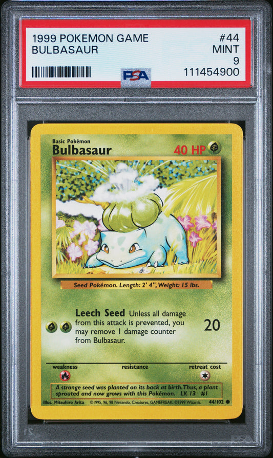 Bulbasaur 44/ 102 PSA 9  1999 Base Set Game Pokemon TCG