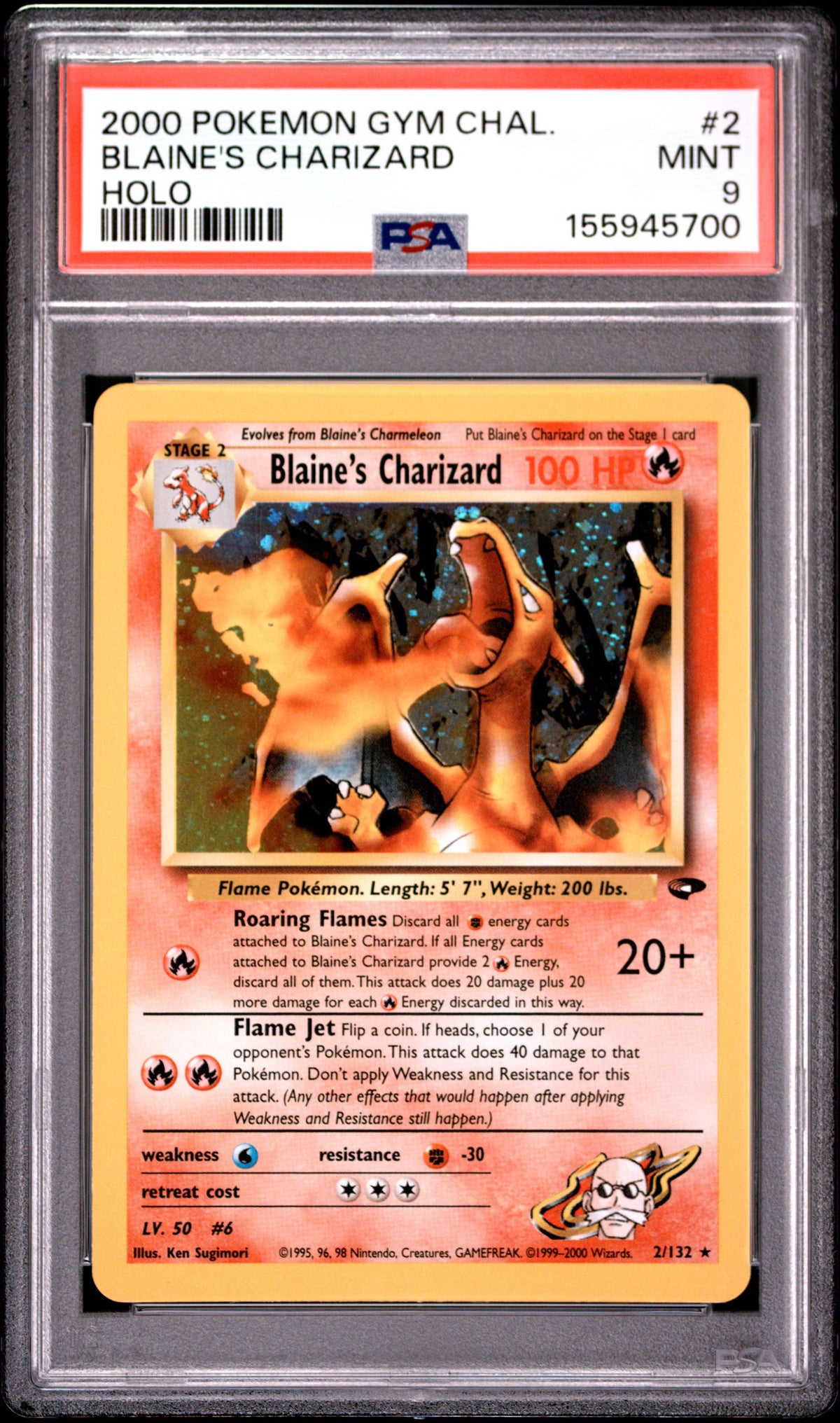Blaine’s Charizard #2 Holo PSA 9 Gym Challenge Pokémon TCG