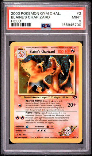 Blaine’s Charizard #2 Holo PSA 9 Gym Challenge Pokémon TCG