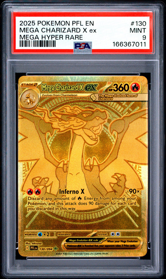Mega Charizard X ex #130 PSA 9 Mega Hyper Rare Phantasmal Flames Pokemon TCG