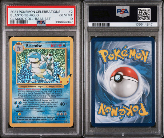 Blastoise 2/102 PSA 10 Gem Mint Celebrations Classic Collection 2021 Pokémon TCG